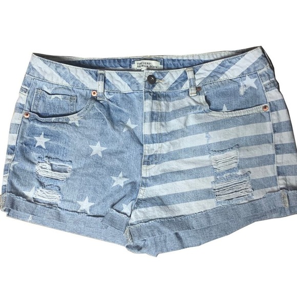 Stars and stripes Distressed cut off Shorts 31 Forever 21 - Picture 1 of 4